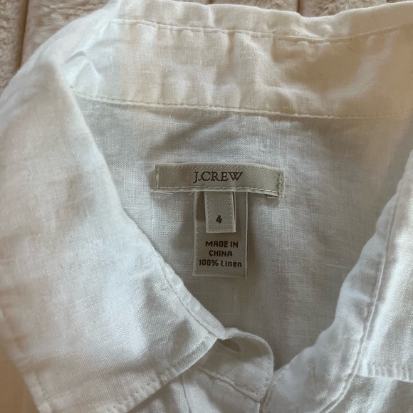 Women’s linen JCREW button down. White size 4 - Picture 2 of 3